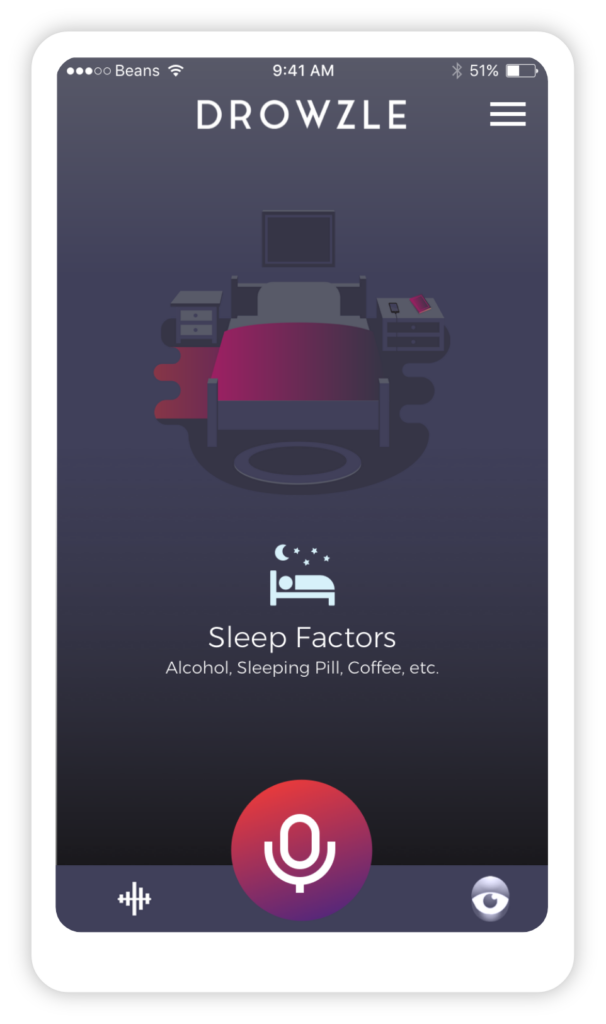 DROWZLE home screen showing sleep apnea risk and sleep health quality