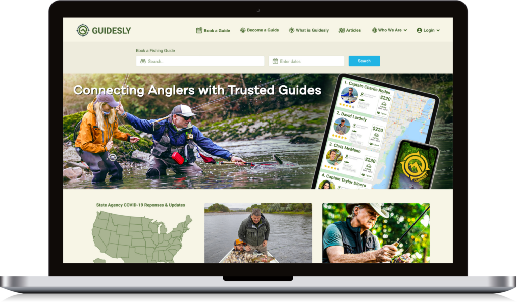 The redesigned Guidesly home page